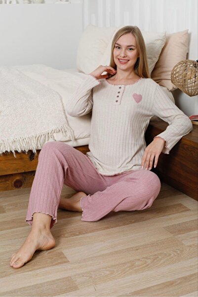 FORVENS Σετ πιτζάμες με κεντημένη λεπτομέρεια από βαμβακερή καρδιά