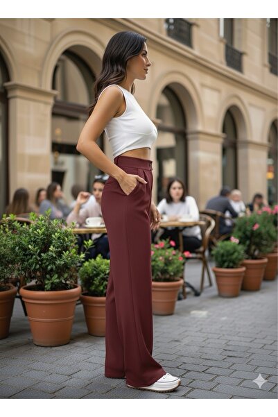 ECEYLÜL MODA SCUBA KREP ÖNÜ PİLELİ PALAZZO PANTOLON