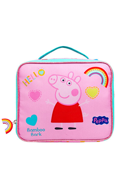 Bamboo Bark حقيبة غداء معزولة من Peppa Pig - حقيبة تخزين طعام كبيرة مع حزام ك...