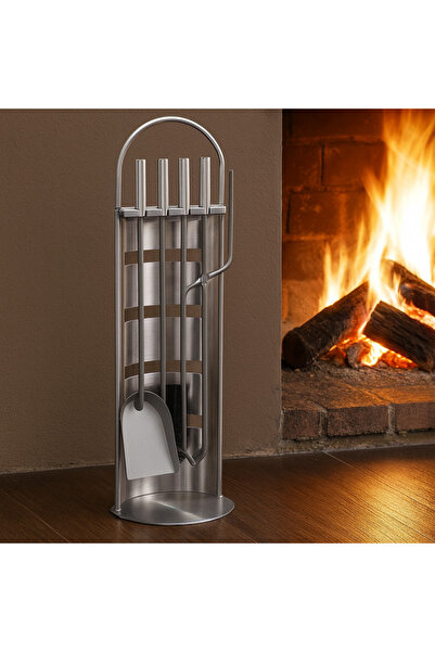 SGTT Set suporturi scule pentru șemineu Homefire, 4 piese, oțel inoxidabil, 66 cm