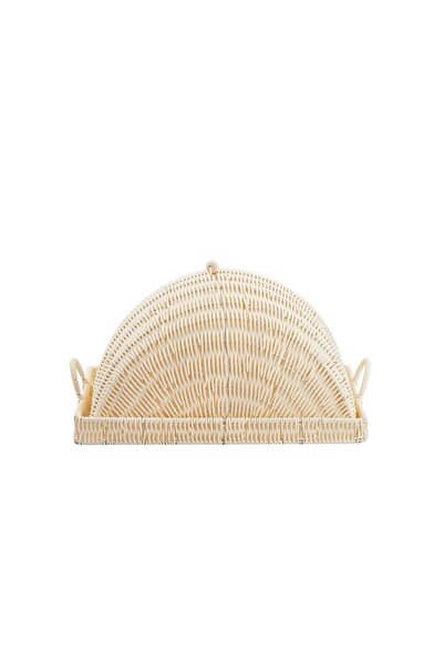 Perotti SENTETİK HASIR KREM DİKDÖRTGEN KAPAKLI TEPSİ/SUNUMLUK 40X30X23CM