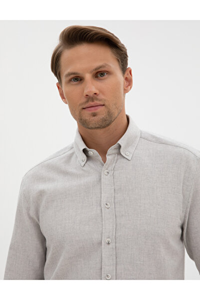 Pierre Cardin Light Gray Regular Fit Long Sleeve Shirt 50311380-Vr001