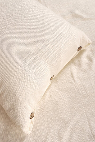 MUEV 100% Bamboo White 240X260 Double Kilim Pi̇ke Bedspread 2 Pillowcases