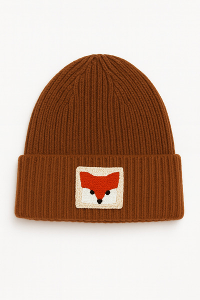 byebruketenci Brown Beret Wool Luxury Fox Punch Detailed Beret Christmas Gift