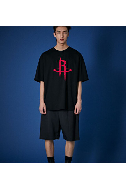 lewibafashion تيشيرت وقبعة مطبوعة بحجم كبير من هيوستن روكتس