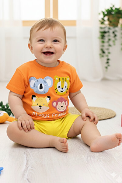 EYMİRGİYİM بدلة أطفال صيفية للأولاد من Animals Friends 6-9 أشهر، 9-12 شهرًا، ...