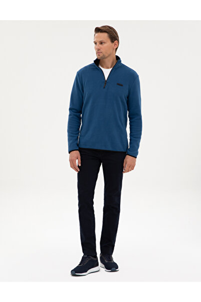 Pierre Cardin Açık Lacivert Regular Fit Yarım Fermuarlı Polar Sweatshirt 50314056-VR059