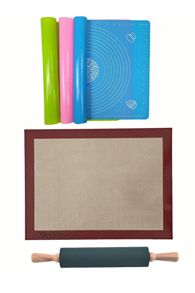 Atlas Mutfak 1.حصيرة خبز الفرن من الدرجة، حصيرة لف العجين مقاس 45 × 65 سم، صي...