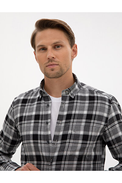 Pierre Cardin Siyah Oduncu Ekose Regular Fit Uzun Kollu Gömlek 50312356-VR046