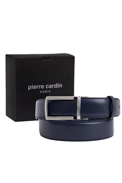 Pierre Cardin حزام رجالي من الجلد باللون الأزرق الداكن بإبزيم أوتوماتيكي (عرض...