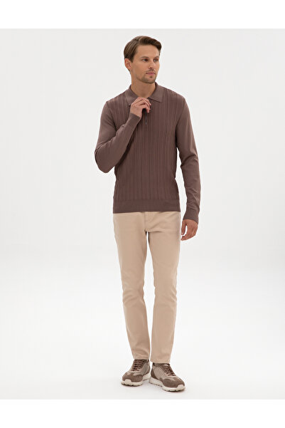 Pierre Cardin Vizon Regular Fit Bisiklet Yaka Fermuarlı Triko Kazak 50315753-VR052