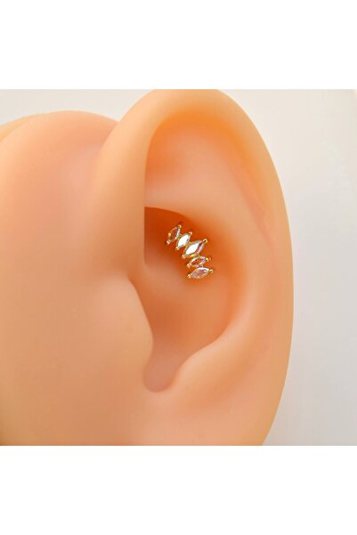 Heppii Hologram Taşlı Prenses Tacı Kıkırdak Piercing Helix Lob