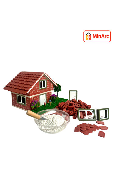MinArc Minyatür İnşaat Villa Seti - Gerçek 3 Delikli Minyatür Tuğla - Özel Ür...