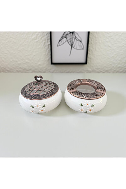 İlbay Çini Takı Papatya Buket' Candy Bowl and Ashtray Set