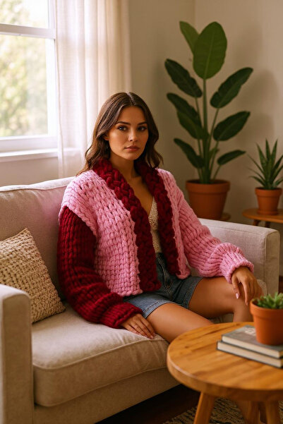 Zuviel Deco سترة صوفية محبوكة من الصوف المكتنزة