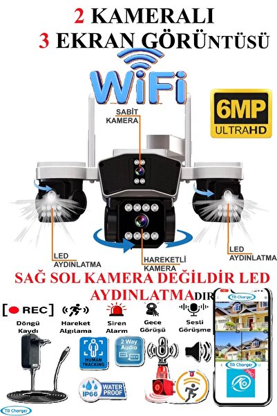 O-KAM 8080 6mp 355° Wifi Destekli Ptz Kamera (ADAPTÖR KUTU İÇERİSİNDE VAR) 80...