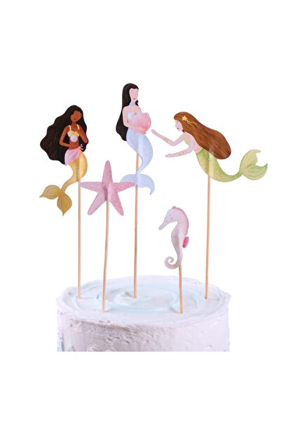 Forpus Kids Deniz Kızı Pasta Süsü Deniz Yıldızı ve Atı - Mermaid Cake Topper ...