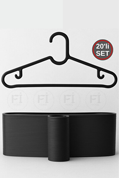 Fİ HOME 20 قطعة من علاقات الملابس السوداء - غير قابلة للكسر، غير قابلة للانزلاق، متعددة الأغراض