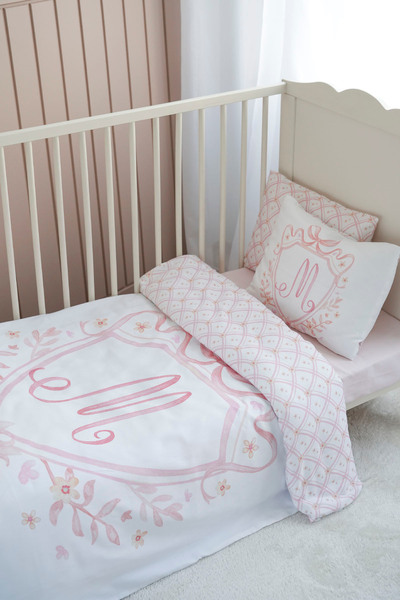 NOU طقم غطاء لحاف سرير بارك من سلسلة حرف M (80 × 120) - سلسلة نوبل - وردي