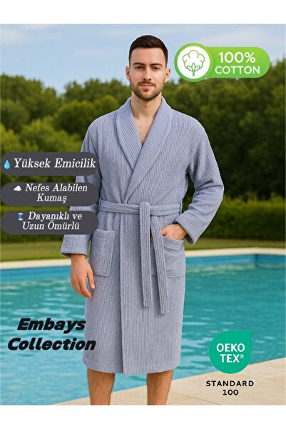 embays collection Μπουρνούζι Bukle, Μπουρνούζι με γιακά σάλι, Βαμβακερό μπουρνούζι για γυναίκες/άντρες, Μπουρνούζι Unisex