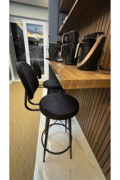 Kalafika Has Bar Sandalyesi - 65 Cm Siyah Kumaş 90-100 Cm Arası Ada & Masalar...