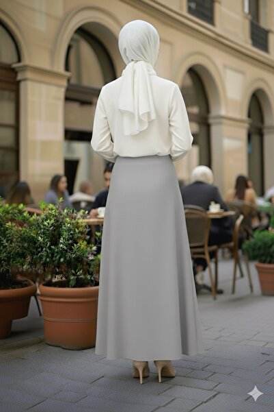 ECEYLÜL MODA Scuba Crepe Belled Skirt with Elastic Waist (93-94cm Length) (Short-Term Launch Price)