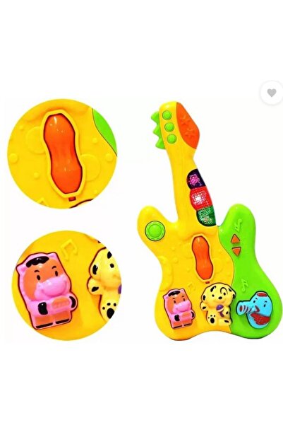 TOYFEST Hayvan Sesleri Çıkaran Işıklı Ninnili Müzikli Gitar İnteraktif Bebek Eğitici Tuşlu Oyuncak - Sarı