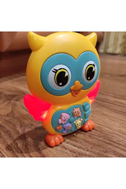 TOYFEST Hayvan Sesleri Çıkaran Işıklı Müzikli Baykuş Modelli Interaktif Bebek Eğitici Tuşlu Oyuncak - Sarı