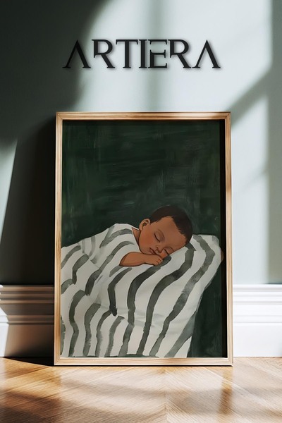 HİGUERA Μινιμαλιστικό πορτρέτο αγοριού με ξύλινο πλαίσιο τοίχου