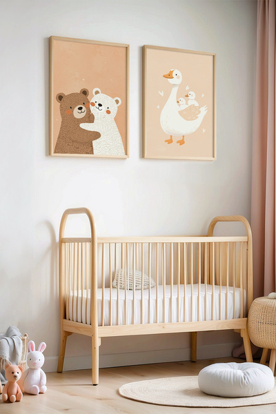 HİGUERA Πίνακας παιδικού δωματίου και βρεφικού δωματίου με φυσικό ξύλινο πλαί...