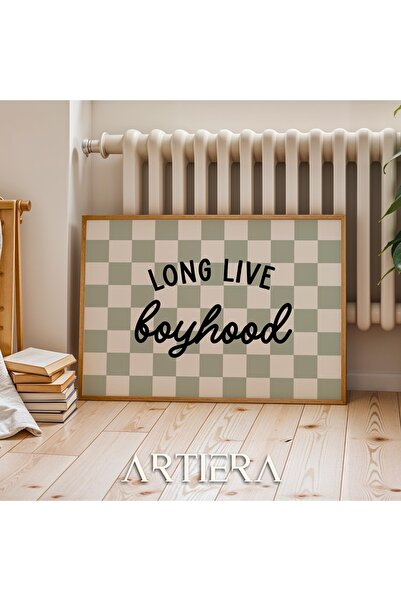 HİGUERA Boyhood Black Written Green Checkered Μοντέρνο Αγόρι Δωμάτιο Παιδικό ...