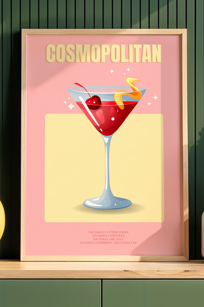 HİGUERA Κοσμοπολιτικό Κοκτέιλ Διακόσμηση Κουζίνας Τραπέζι με Φυσικό Ξύλινο Πλ...