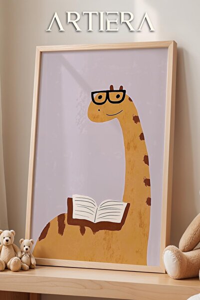 HİGUERA Βιβλίο που διαβάζει δεινόσαυρος με θέμα μωβ φόντο Διακόσμηση παιδικού...