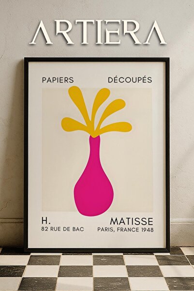 HİGUERA Σειρά Matisse Paper Cuttings Φούξια κίτρινο αφηρημένο βάζο ζωγραφική ...