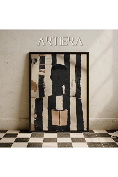 HİGUERA Μοντέρνο ανδρικό πορτρέτο με ασπρόμαυρες ρίγες Σύγχρονη μινιμαλιστική...