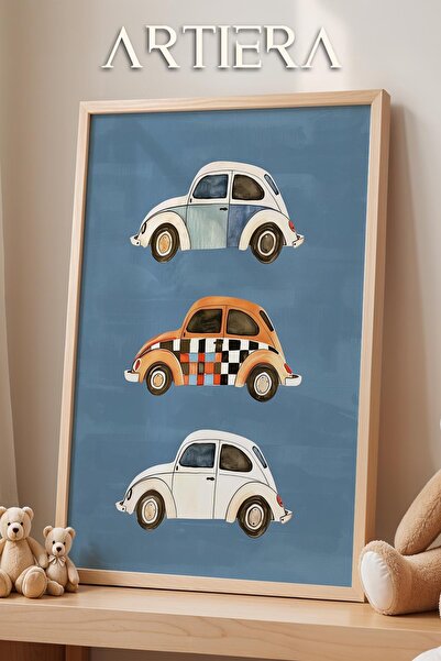 HİGUERA Vosvos Cars Blue Background Αυτοκίνητο με θέμα Διακόσμηση αγοριού δωμ...