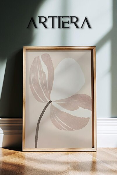 HİGUERA Μπεζ αποχρώσεις Λουλούδι Αφηρημένη Βοτανική Σύγχρονη Μινιμαλιστική Τέ...
