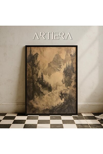 HİGUERA Vintage Landscape Nature Japandi Art Ζωγραφική τοίχου με φυσικό ξύλιν...