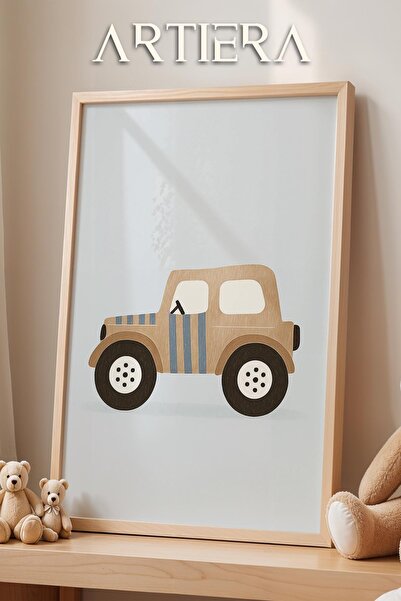 HİGUERA Διακόσμηση αγοριού με θέμα το Jeep Brown Car Πίνακας τοίχου με φυσικό...