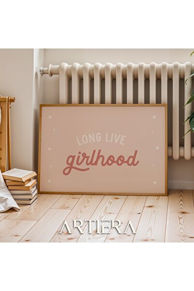 HİGUERA Girlhood Pink Written Pink Background Μοντέρνα διακόσμηση κοριτσίστικ...
