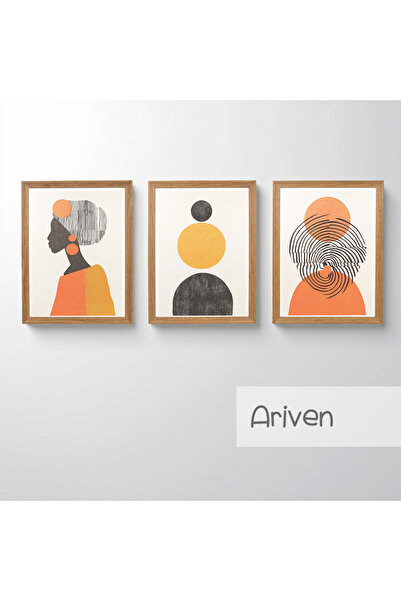 Ahsen resim çerçeve Σετ 3 Πινάκων με Κορνίζα - Διακόσμηση Τοίχου Αφηρημένοι Π...