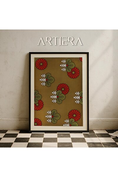 HİGUERA Vintage μοτίβα Japandi Art Ζωγραφική τοίχου με φυσικό ξύλινο πλαίσιο