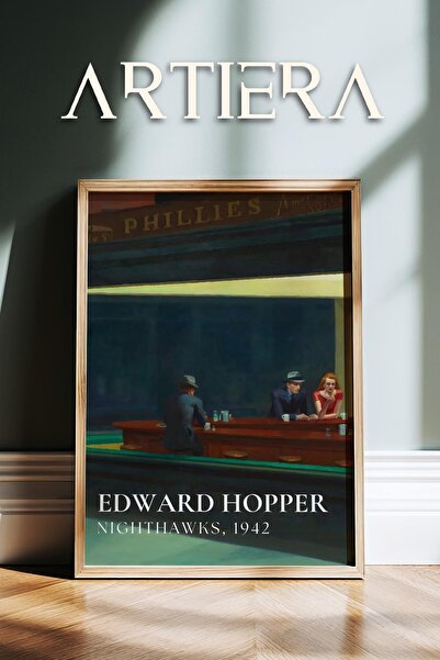 HİGUERA Edward Hopper 1882 - 1967 Modern Realizm Sanatı Doğal Ahşap Çerçeveli...