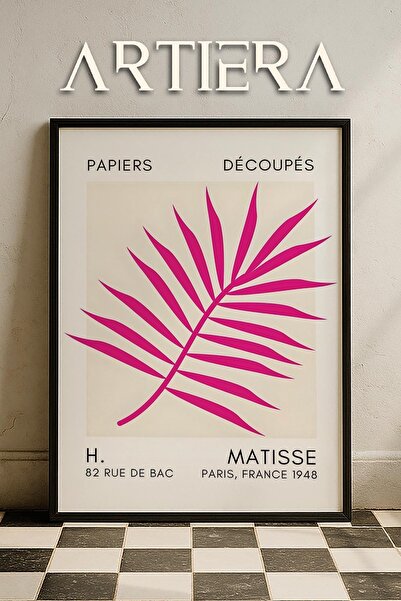 HİGUERA Σειρά Matisse Paper Cuttings Φούξια Παλάμης Πίνακας τοίχου με ξύλινο ...