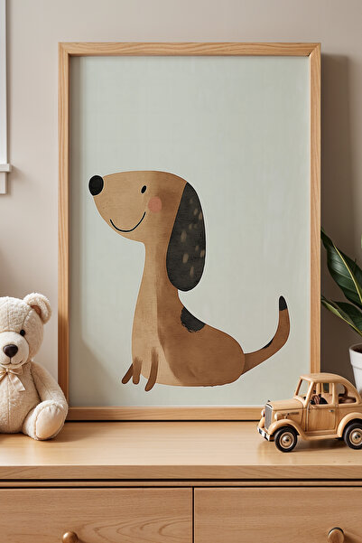 HİGUERA Πίνακας τοίχου με φυσικό ξύλινο πλαίσιο για παιδικό δωμάτιο με χαριτω...