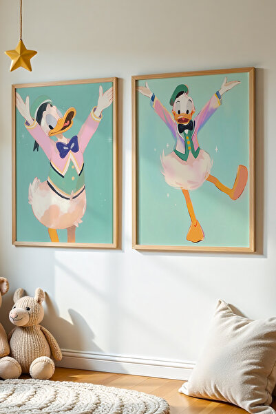 HİGUERA 2 τεμάχια Donald Duck - Daisy Duck Oil Painting Feel Παιδικό δωμάτιο ...