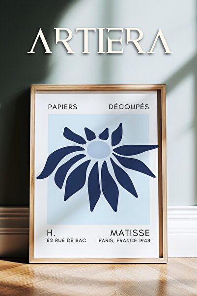 HİGUERA Σειρά Matisse Paper Cuttings Μπλε αφηρημένο λουλούδι ζωγραφική τοίχου...