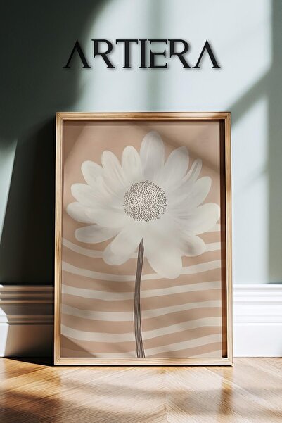 HİGUERA Μπεζ τόνοι Λευκό Daisy Σύγχρονη Μινιμαλιστική Τέχνη Βοτανική Ζωγραφικ...