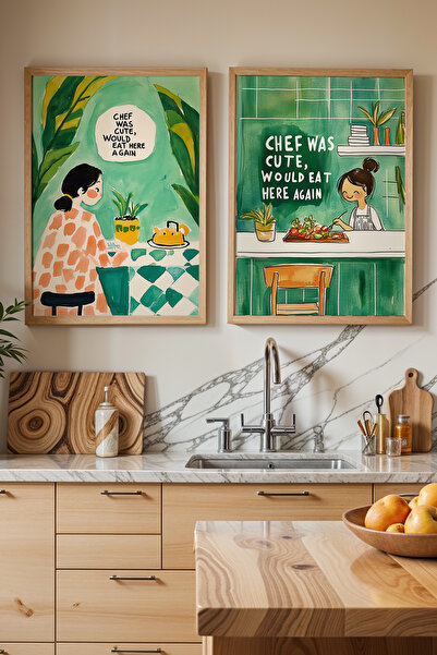 HİGUERA Χαρούμενη Κουζίνα και Σεφ Γραμμένο KTB Πίνακας τοίχου κουζίνας με φυσ...