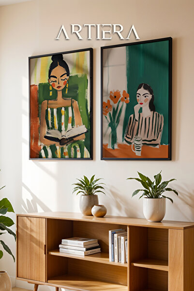 HİGUERA Γυναίκες που διαβάζουν βιβλίο Επιστρώσεις ελαιογραφίας Διπλό ξύλινο π...